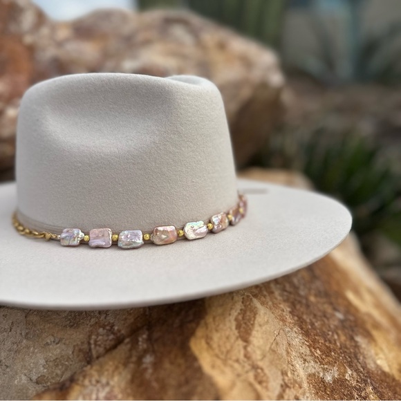 Freshwater Pearl Pink Hat Band - Picture 5 of 6